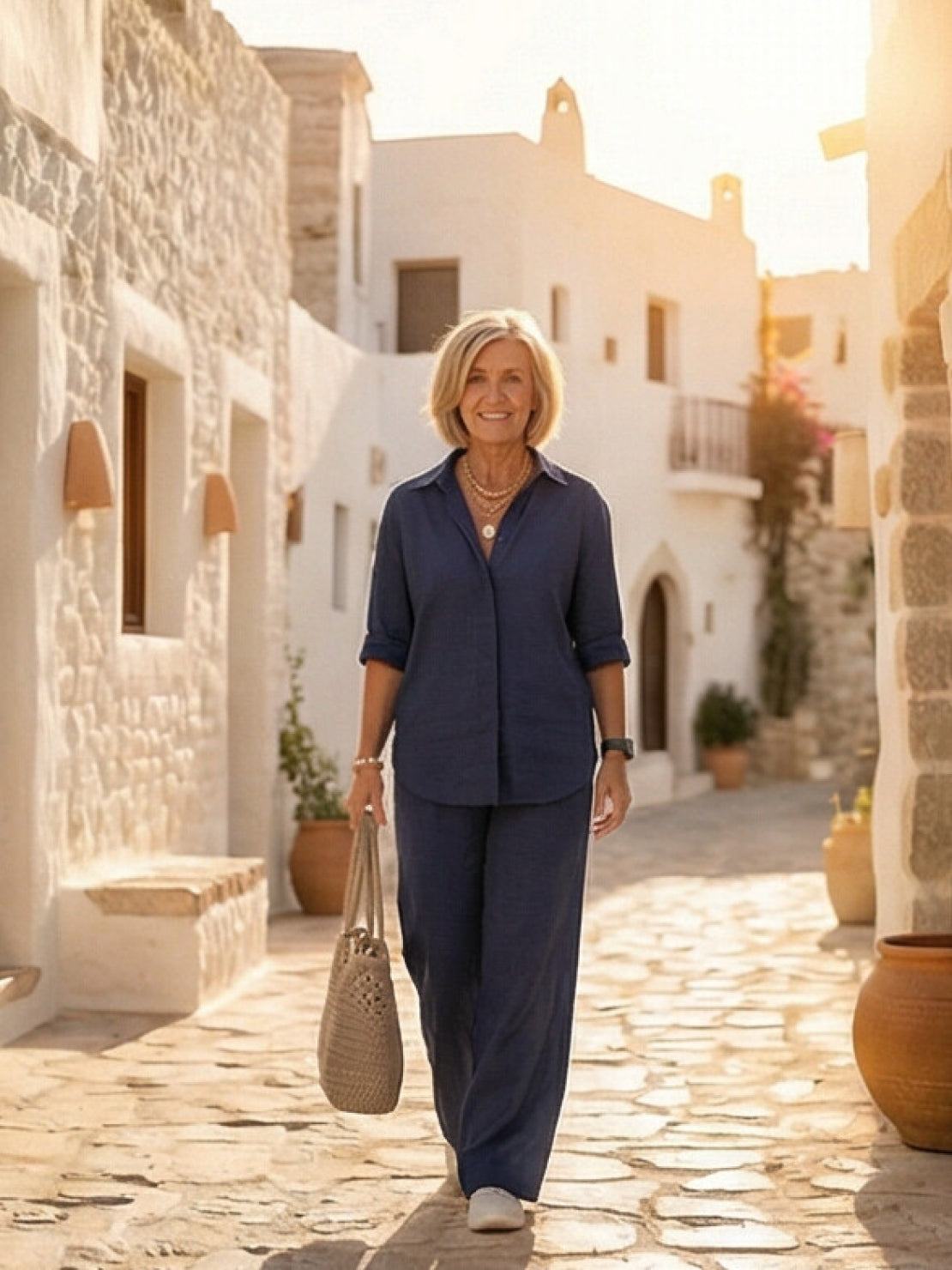 Vivian™ | Women's Casual Button-Down Shirt and Wide-Leg Pants Set