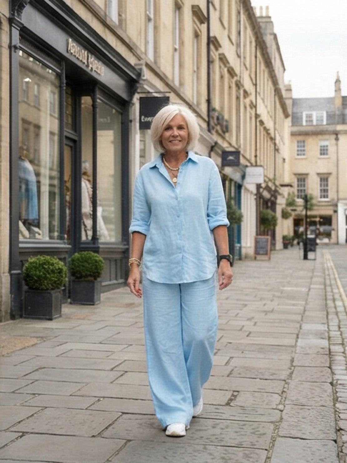 Vivian™ | Women's Casual Button-Down Shirt and Wide-Leg Pants Set