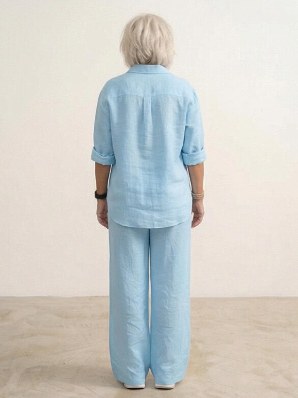 Vivian™ | Women's Casual Button-Down Shirt and Wide-Leg Pants Set