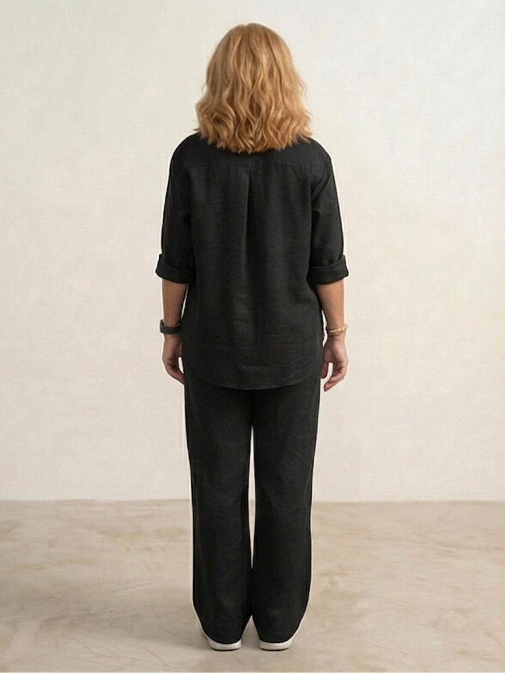 Vivian™ | Women's Casual Button-Down Shirt and Wide-Leg Pants Set