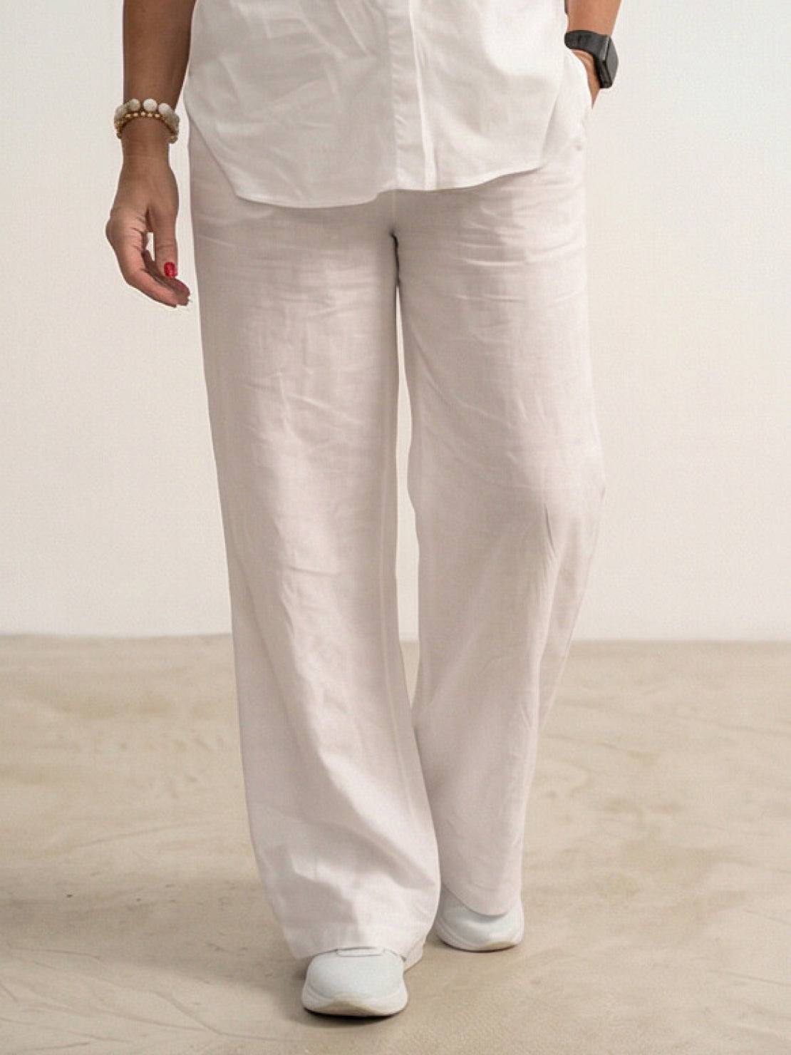 Vivian™ | Women's Casual Button-Down Shirt and Wide-Leg Pants Set