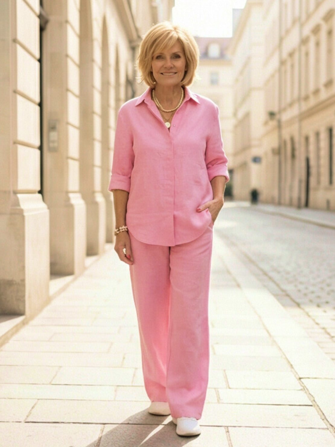 Vivian™ | Women's Casual Button-Down Shirt and Wide-Leg Pants Set