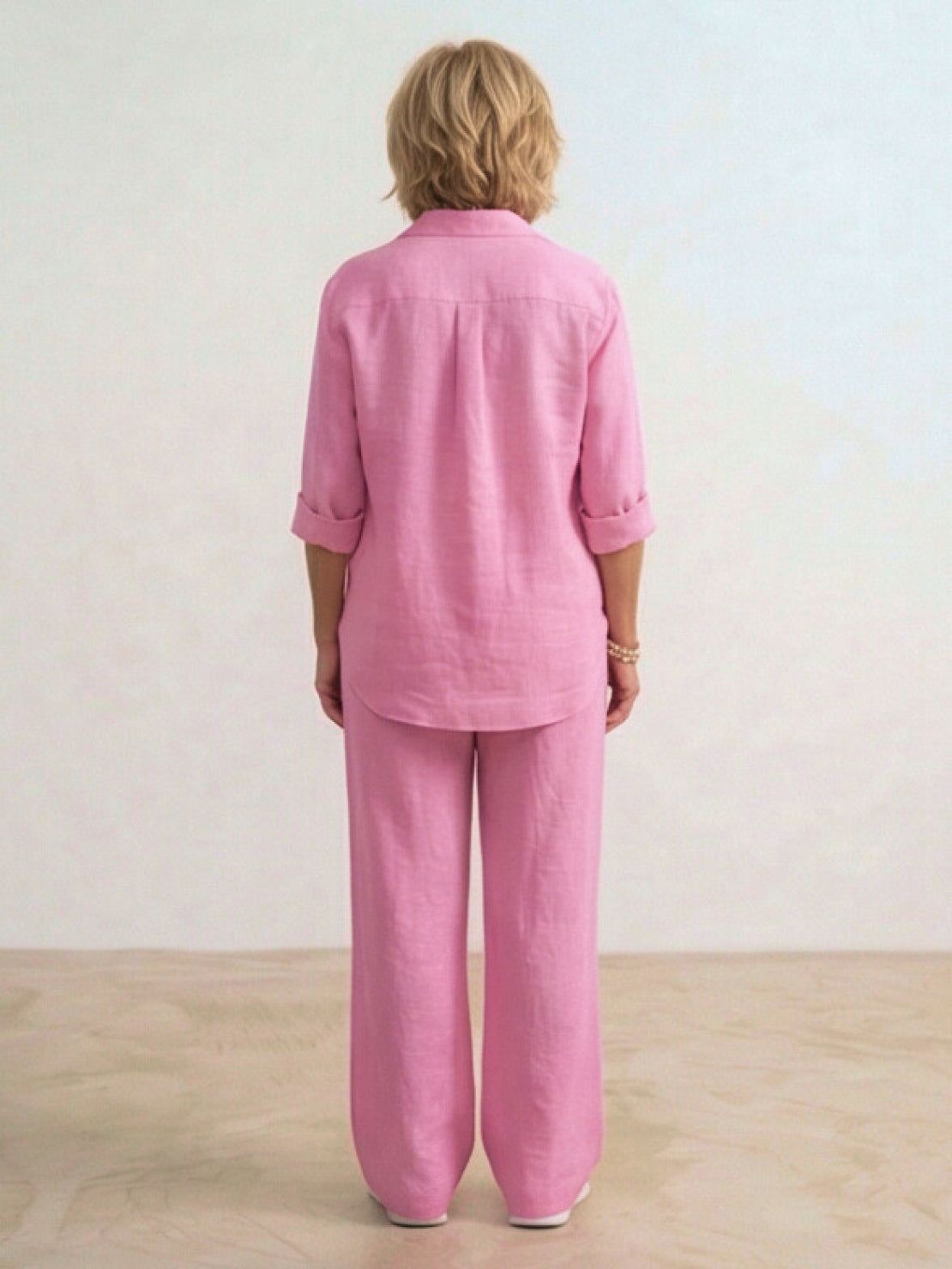Vivian™ | Women's Casual Button-Down Shirt and Wide-Leg Pants Set