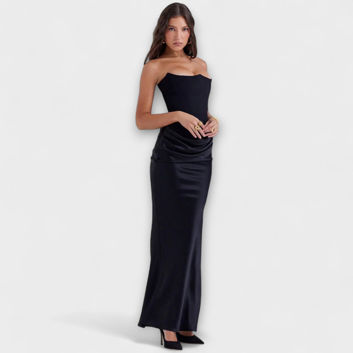 Style200™ | Chic Satin Maxi Dress for Evening Wear