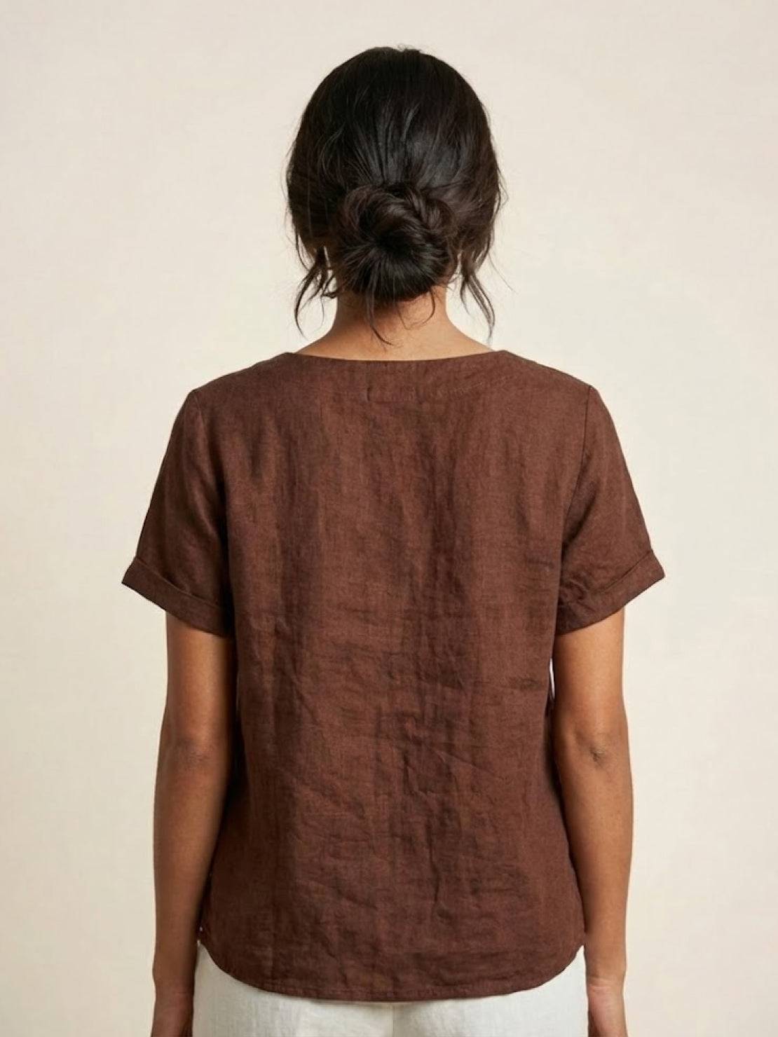 Foreen™ | Women's Casual Scoop Neck Button Detail Short Sleeve Top