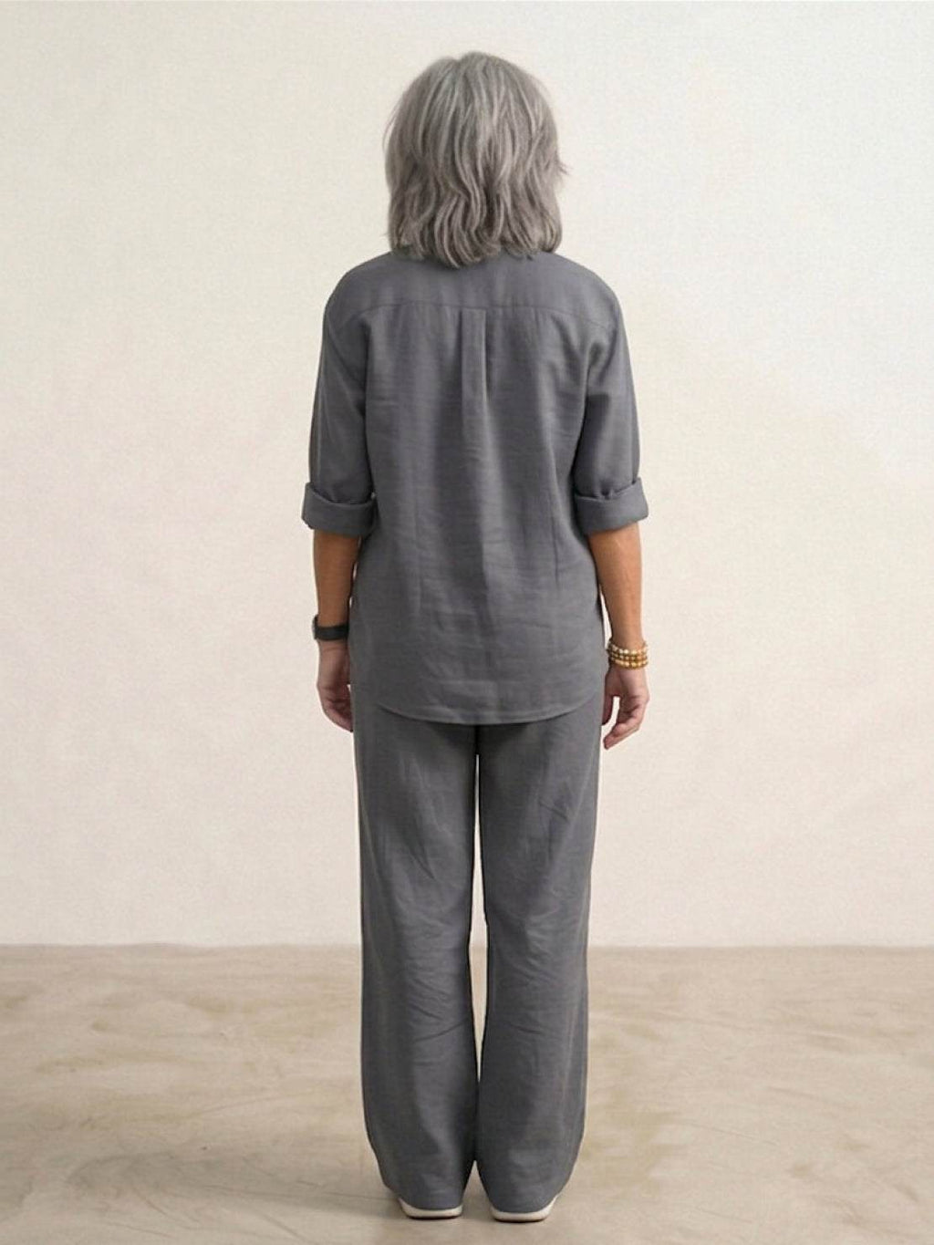 Vivian™ | Women's Casual Button-Down Shirt and Wide-Leg Pants Set