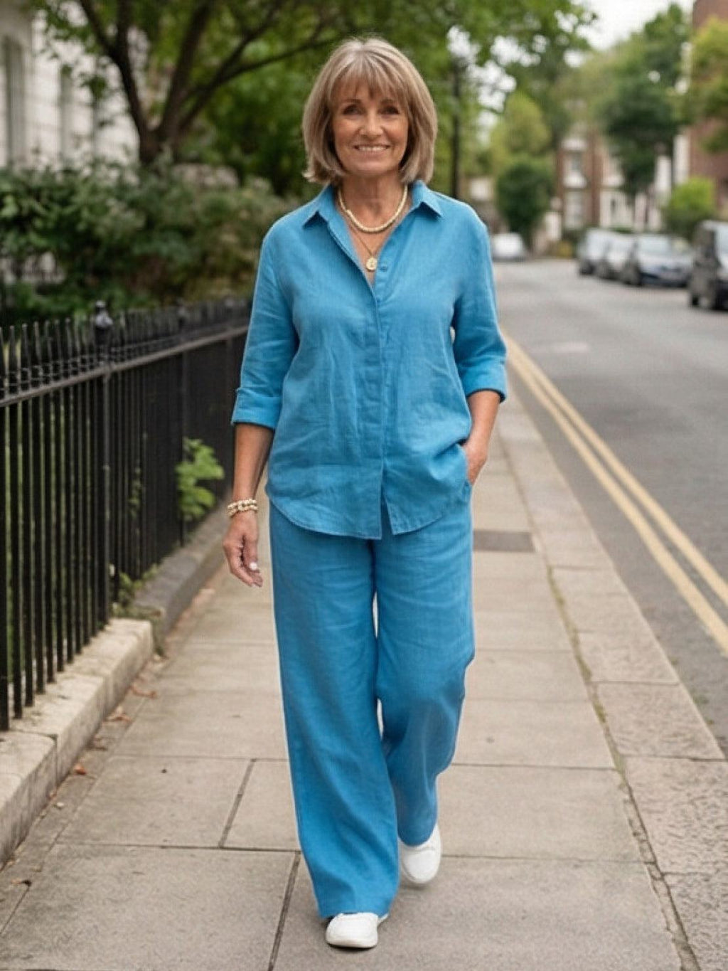 Vivian™ | Women's Casual Button-Down Shirt and Wide-Leg Pants Set