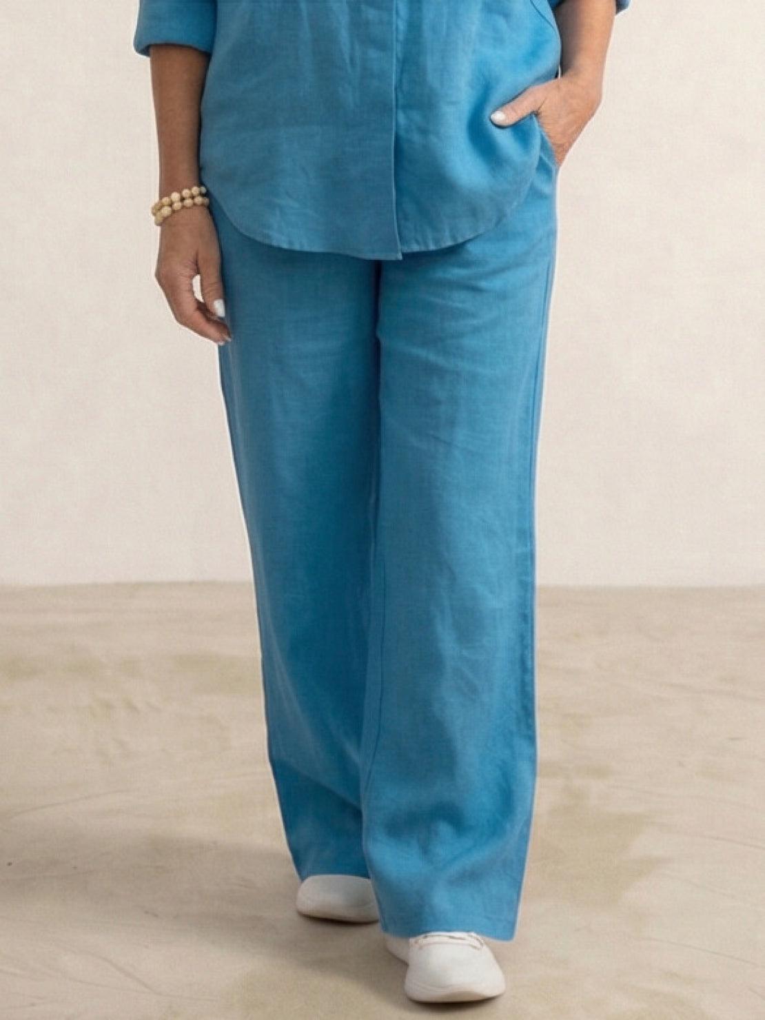 Vivian™ | Women's Casual Button-Down Shirt and Wide-Leg Pants Set