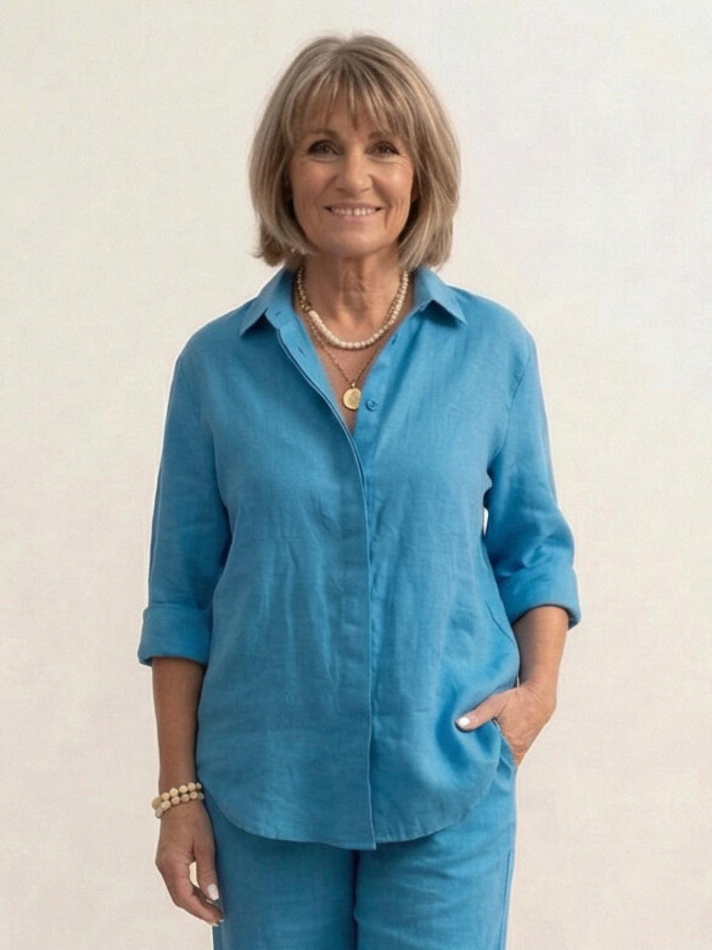 Vivian™ | Women's Casual Button-Down Shirt and Wide-Leg Pants Set