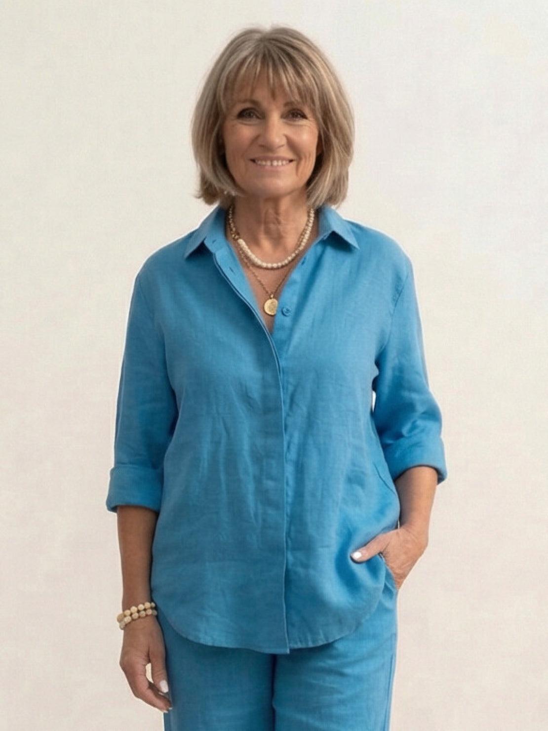Vivian™ | Women's Casual Button-Down Shirt and Wide-Leg Pants Set