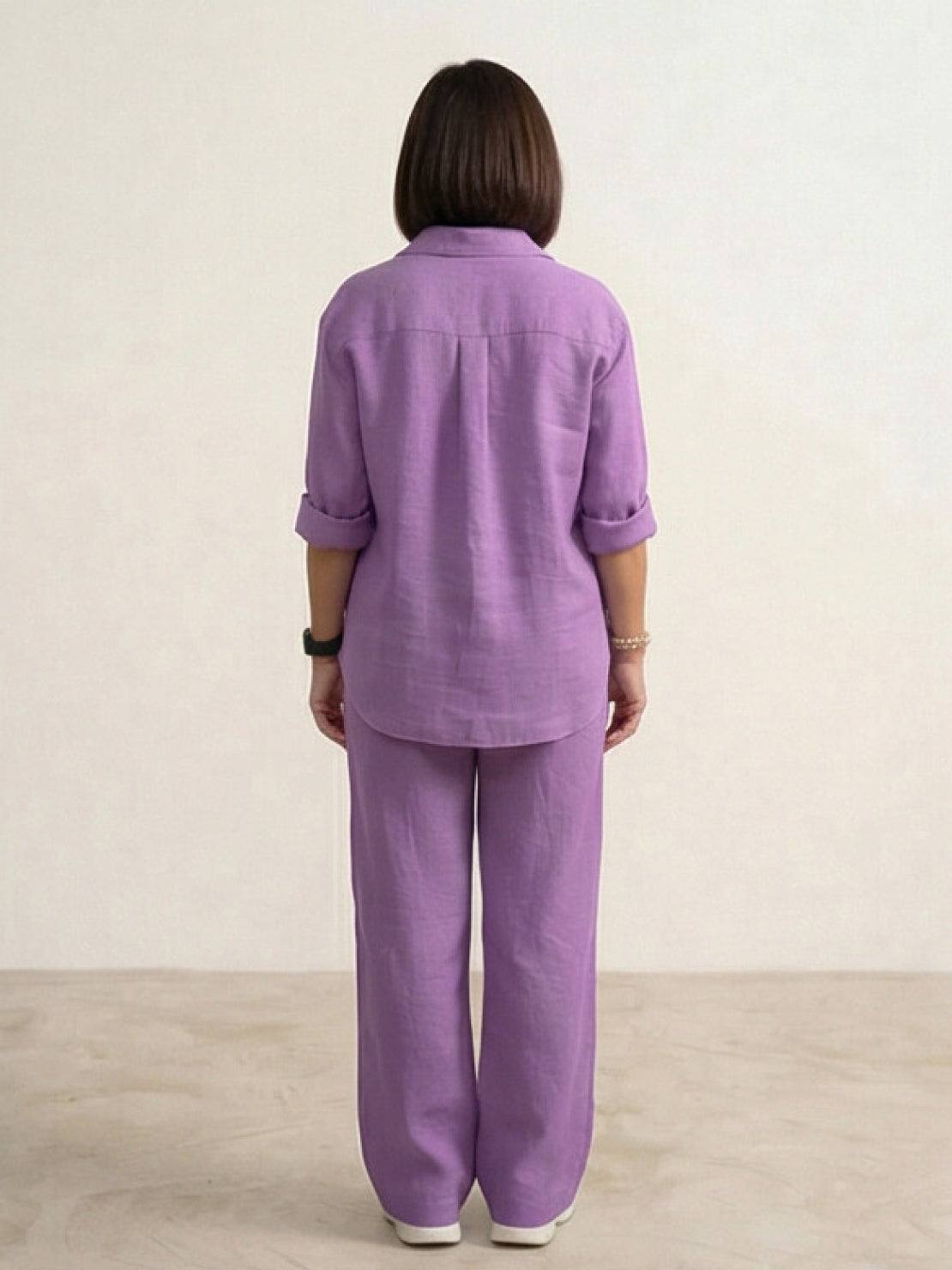 Vivian™ | Women's Casual Button-Down Shirt and Wide-Leg Pants Set