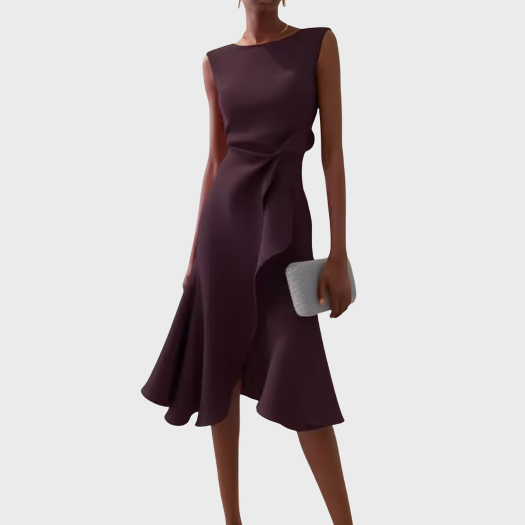Elena | Red Sleeveless Midi Dress