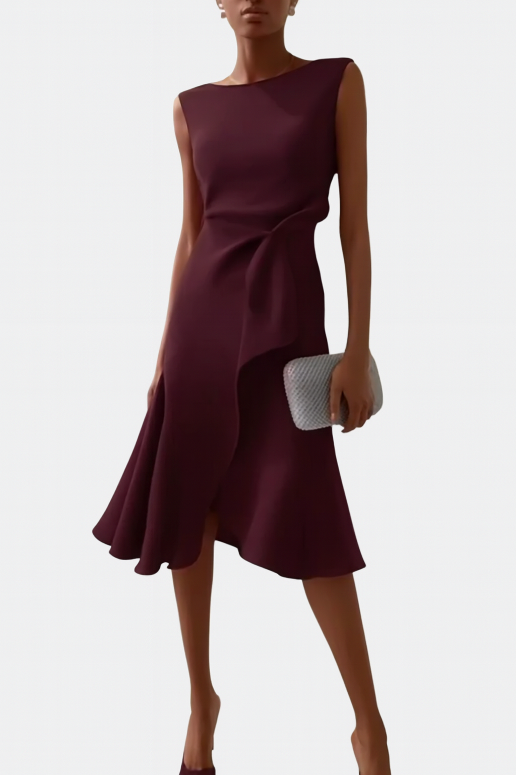 Elena | Red Sleeveless Midi Dress
