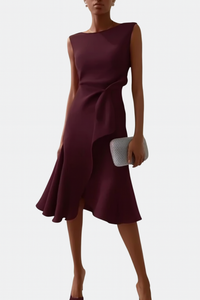 Elena | Red Sleeveless Midi Dress
