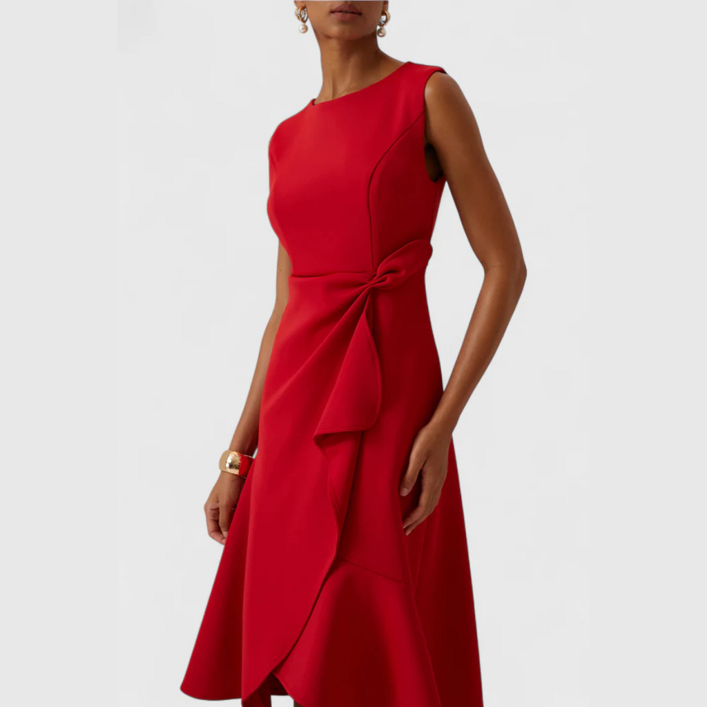 Elena | Red Sleeveless Midi Dress