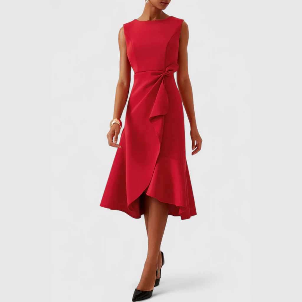 Elena | Red Sleeveless Midi Dress