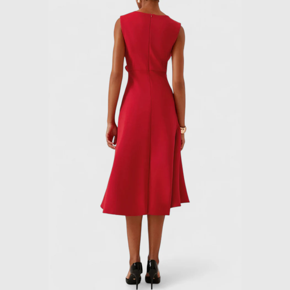 Elena | Red Sleeveless Midi Dress