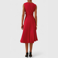 Elena | Red Sleeveless Midi Dress