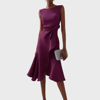 Elena | Red Sleeveless Midi Dress