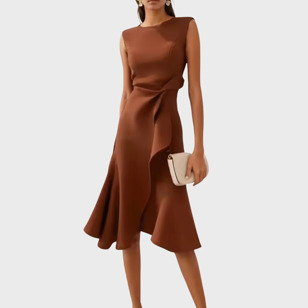 Elena | Red Sleeveless Midi Dress