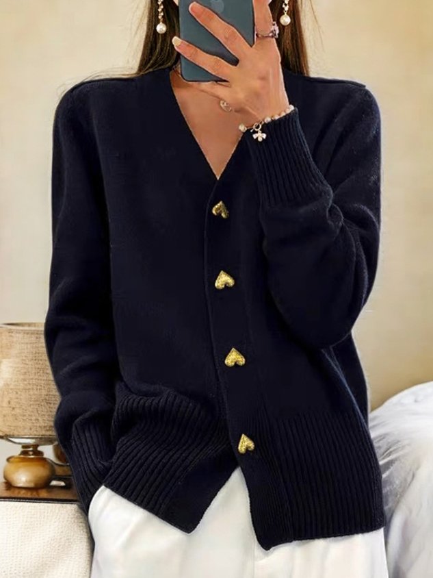 Blair | Knit Cardigan with Heart Button Detail