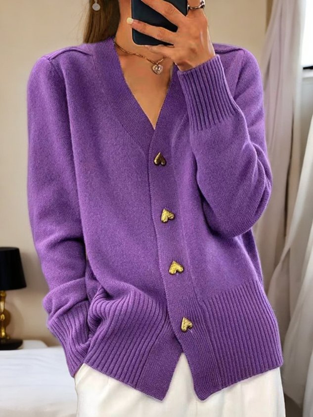 Blair | Knit Cardigan with Heart Button Detail