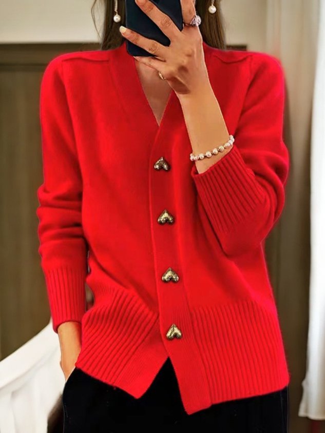 Blair | Knit Cardigan with Heart Button Detail
