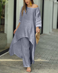 Oasis™ | Women's Two Piece Set Longline Tunic Wide Leg Pants