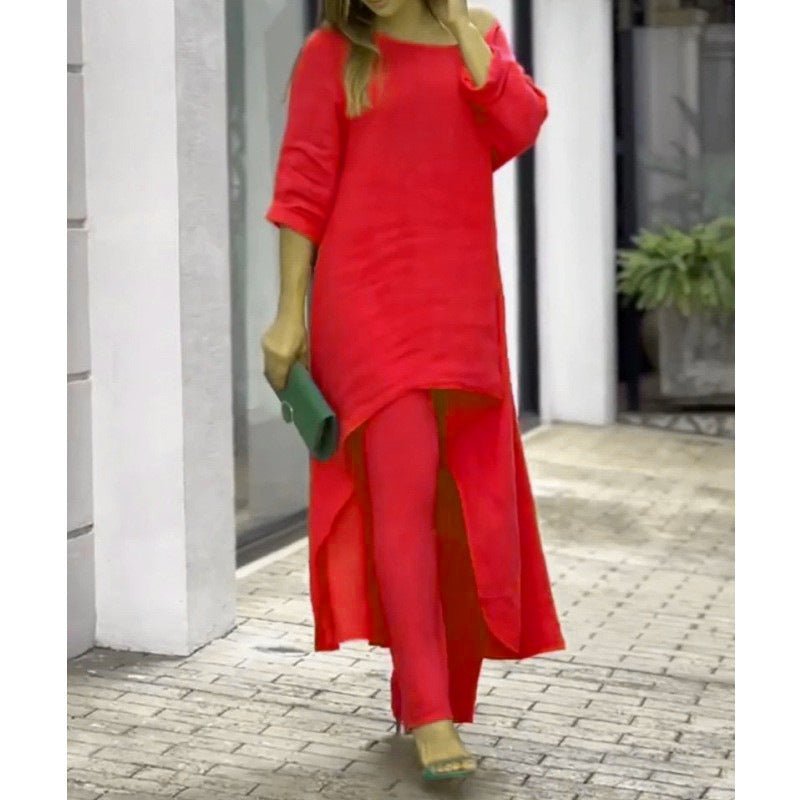 Oasis™ | Women's Two Piece Set Longline Tunic Wide Leg Pants