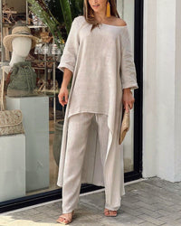 Oasis™ | Women's Two Piece Set Longline Tunic Wide Leg Pants