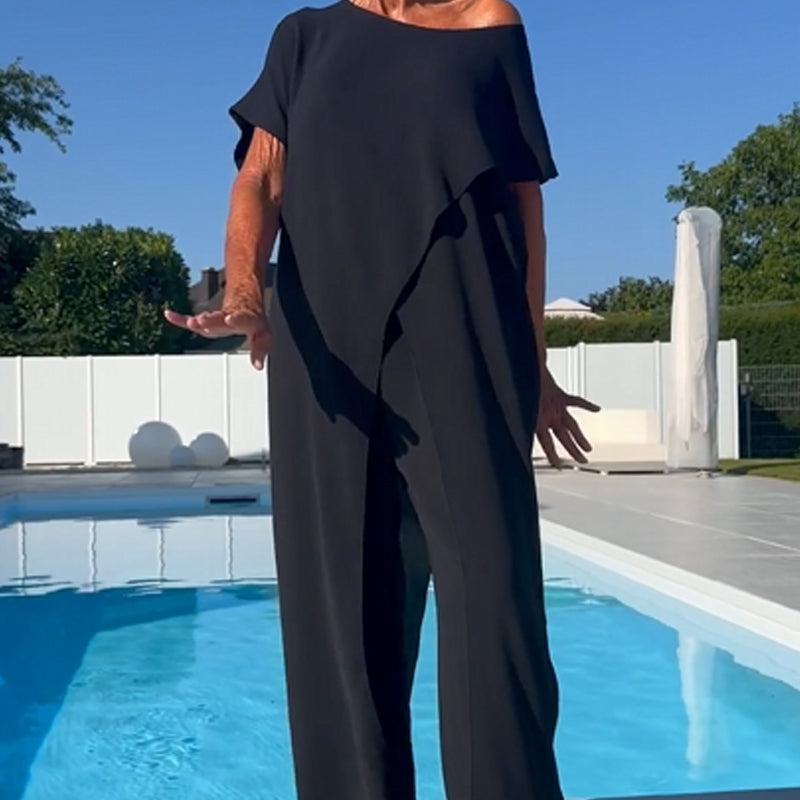 Maeva™ | Women's 2 Piece Set Short Sleeve Top Wide Leg Pants