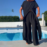 Maeva™ | Women's 2 Piece Set Short Sleeve Top Wide Leg Pants