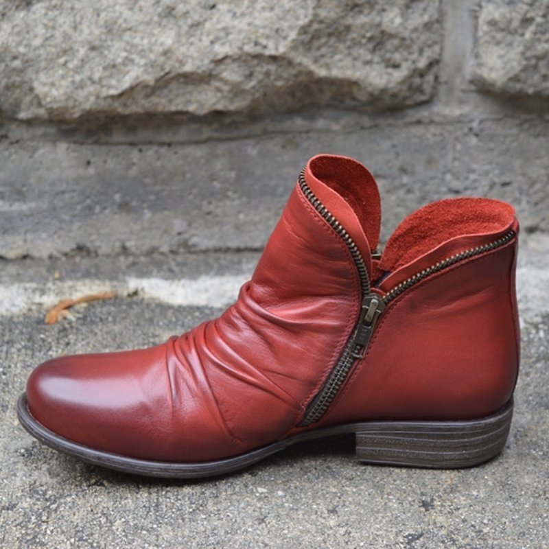 Eleanor™ | Ruched Side Zip Ankle Boots