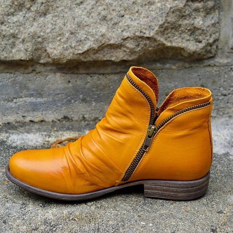 Eleanor™ | Ruched Side Zip Ankle Boots