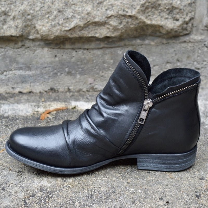 Eleanor™ | Ruched Side Zip Ankle Boots