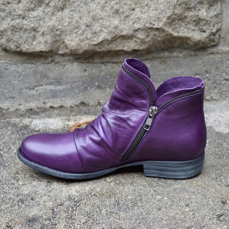 Eleanor™ | Ruched Side Zip Ankle Boots