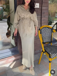 Lisa™ | Long-sleeved Tie-Drawstring Shirt and Skirt Set