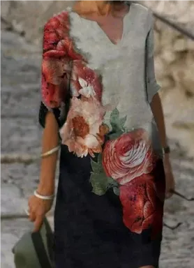 Isabella™ | Women’s Floral V-Neck Midi Dress