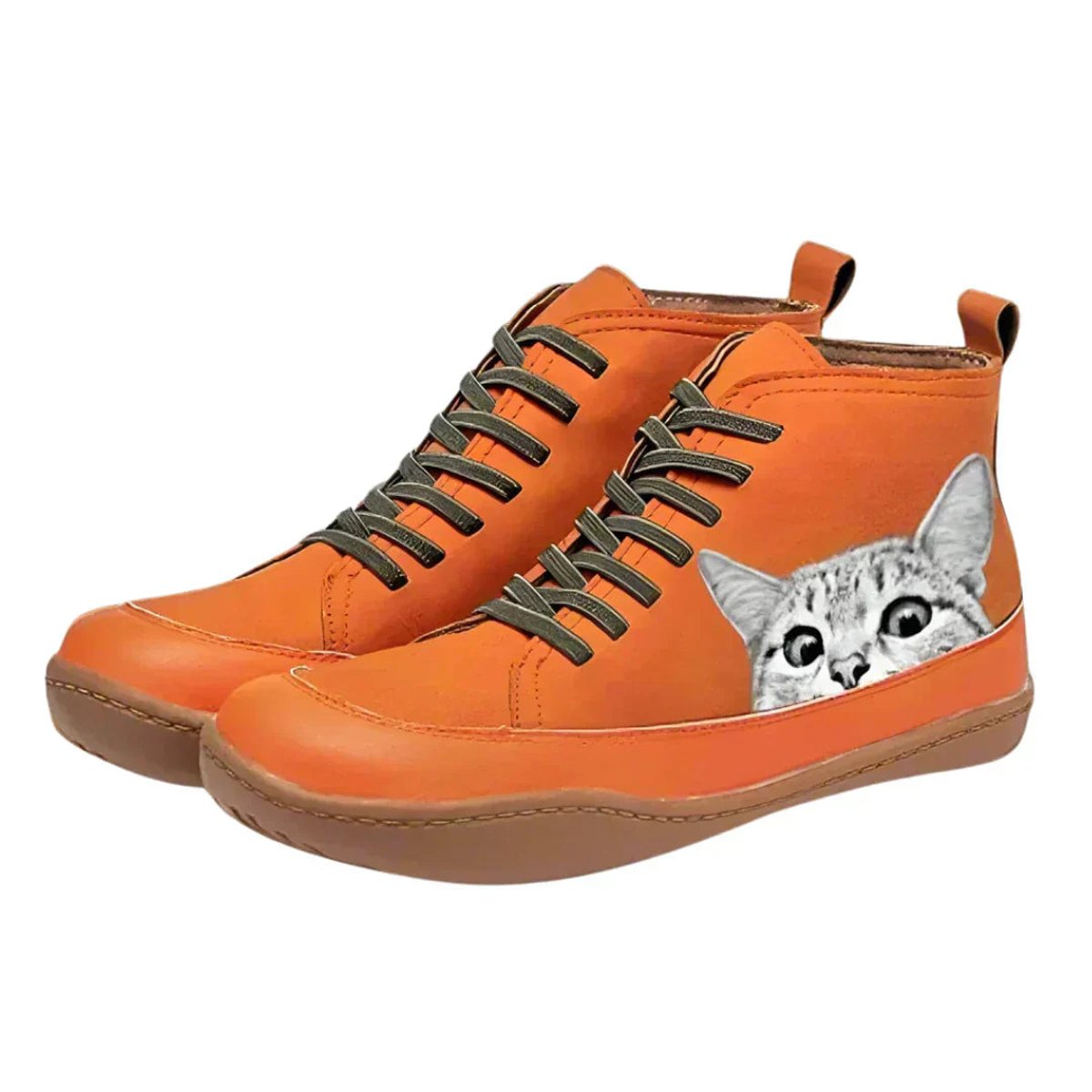Sadie™ | Cat Print Lace-Up Ankle Boots