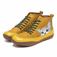 Sadie™ | Cat Print Lace-Up Ankle Boots