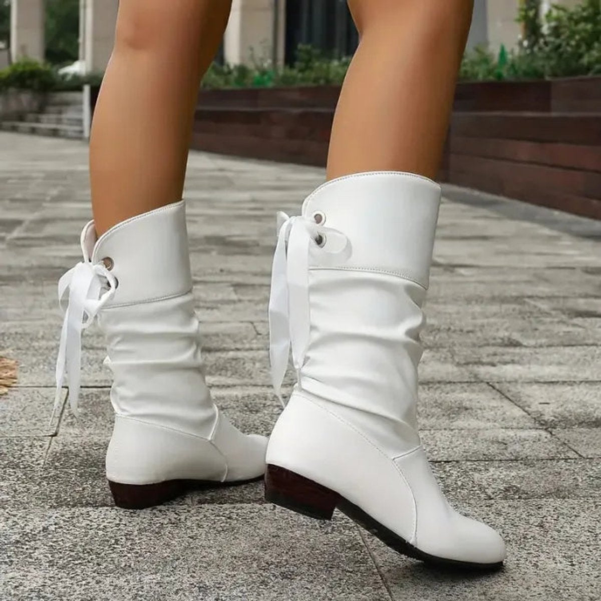 Loretta™ | Ribbon Tie Slouch Mid-Calf Boots