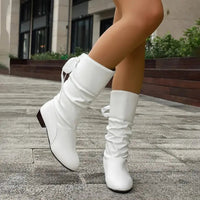 Loretta™ | Ribbon Tie Slouch Mid-Calf Boots