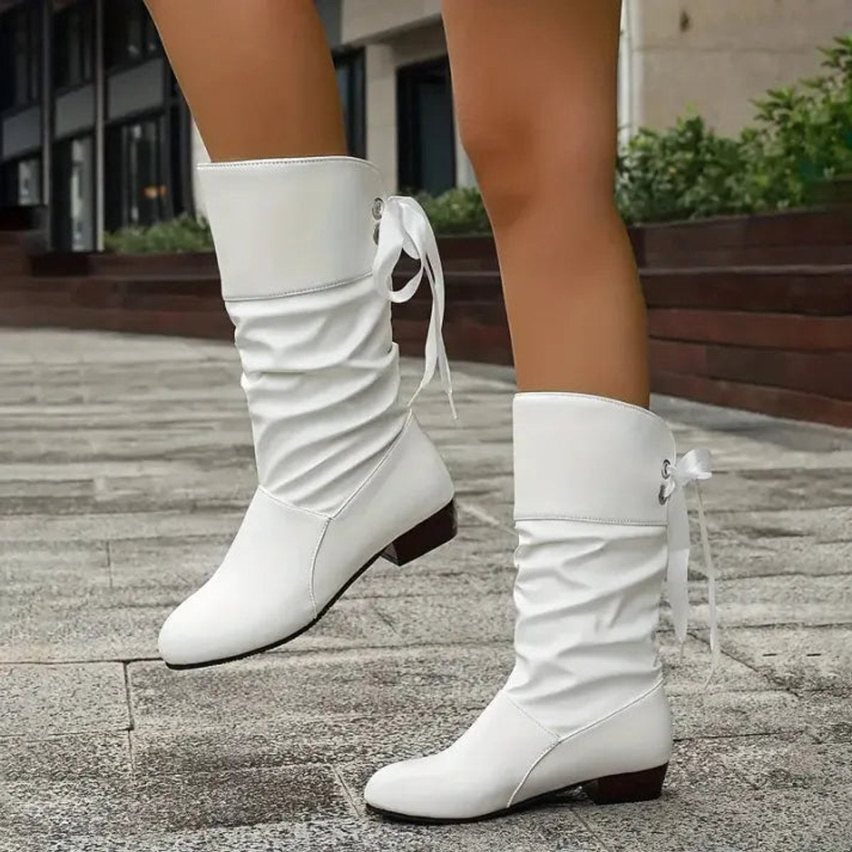 Loretta™ | Ribbon Tie Slouch Mid-Calf Boots