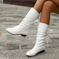 Loretta™ | Ribbon Tie Slouch Mid-Calf Boots