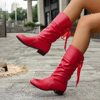 Loretta™ | Ribbon Tie Slouch Mid-Calf Boots