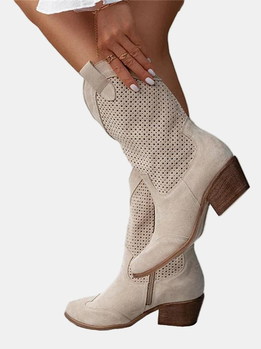 Fleur™ | Perforated Western Mid-Calf Boots