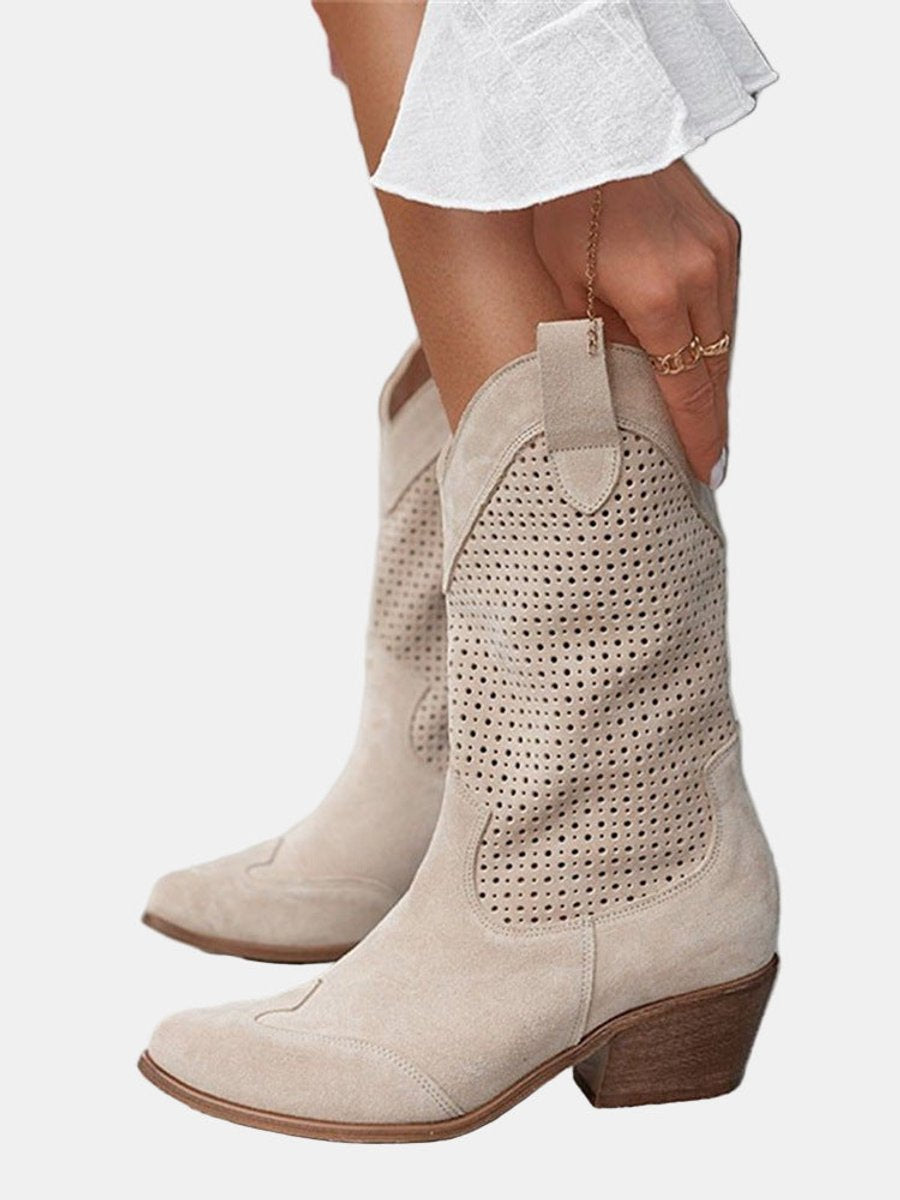 Fleur™ | Perforated Western Mid-Calf Boots