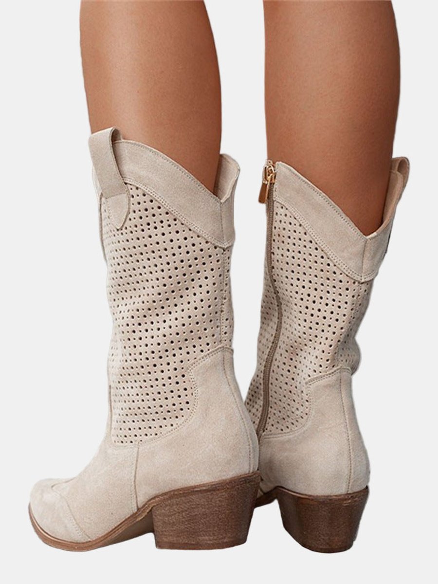 Fleur™ | Perforated Western Mid-Calf Boots