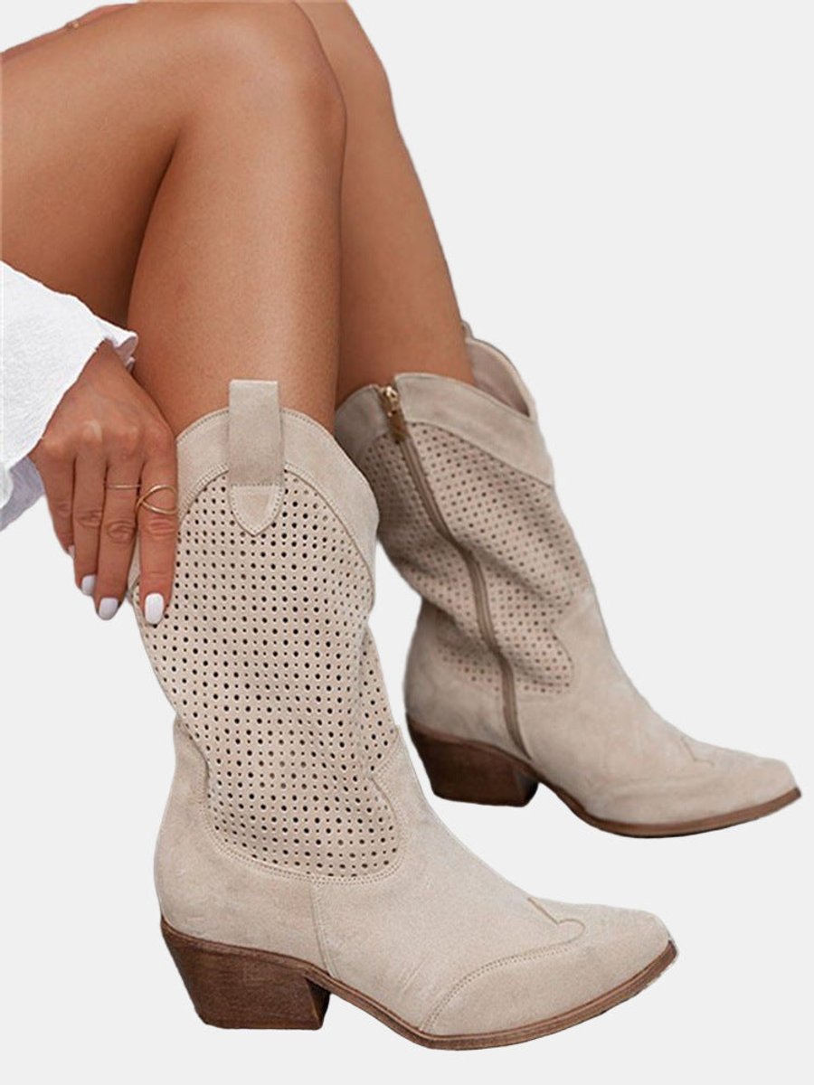 Fleur™ | Perforated Western Mid-Calf Boots