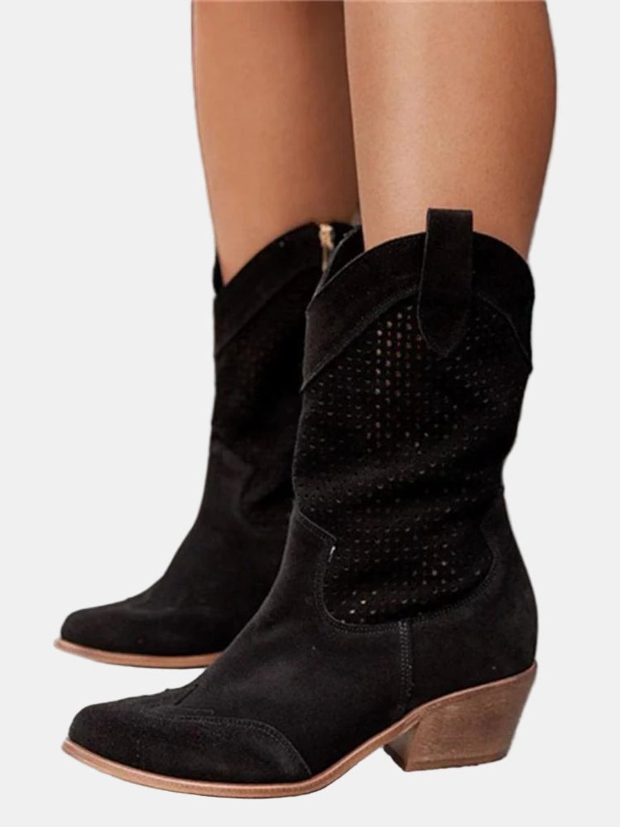 Fleur™ | Perforated Western Mid-Calf Boots